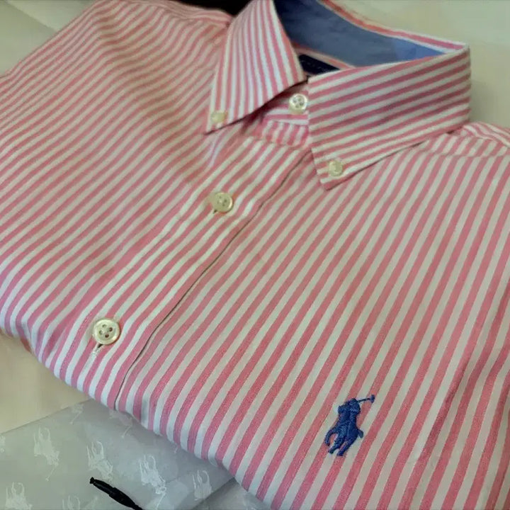 [BUNJANG] Polo Ralph Lauren Pink Stripe Classic Fit Shirt / 폴로 랄프로렌 핑크 셔츠 스트라이프 클래식핏 s(100) 미착용 새것