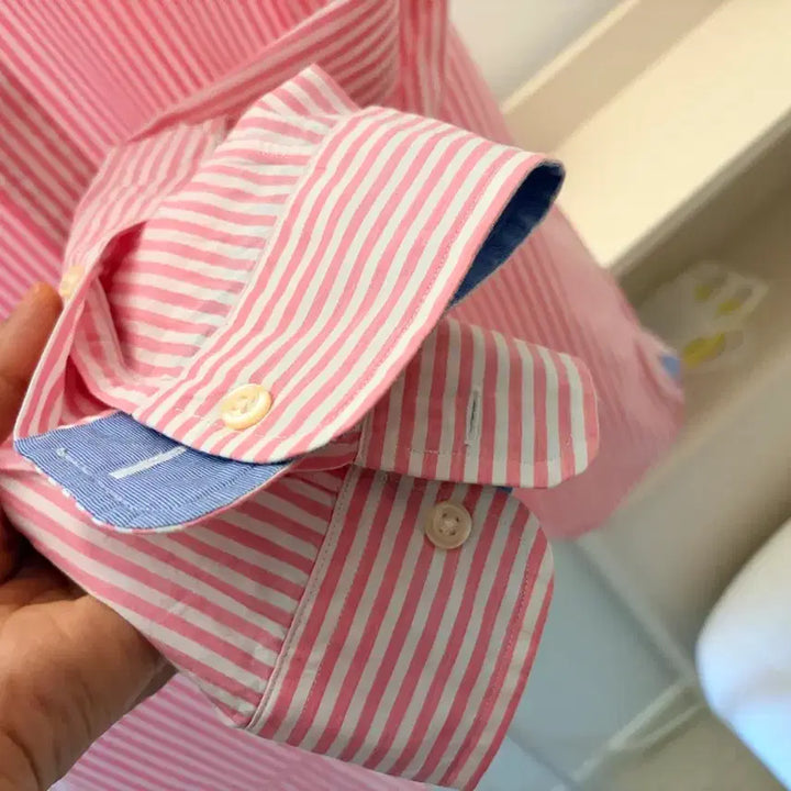 [BUNJANG] Polo Ralph Lauren Pink Stripe Classic Fit Shirt / 폴로 랄프로렌 핑크 셔츠 스트라이프 클래식핏 s(100) 미착용 새것