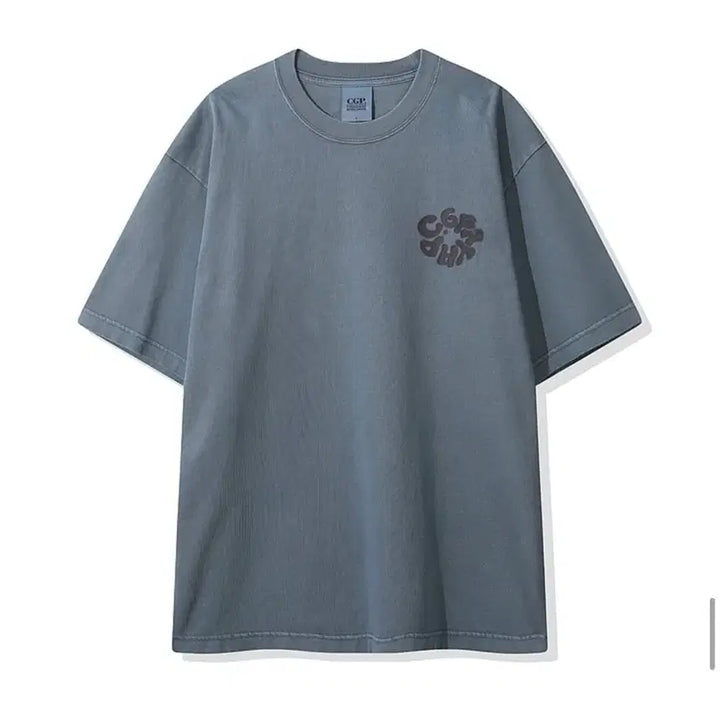 [BUNJANG] Code:Graphy Round Pigment T-shirt Blue L / 코드그라피 라운드 피그먼트 반팔 블루L 새상품