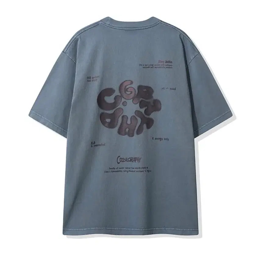 [BUNJANG] Code:Graphy Round Pigment T-shirt Blue L / 코드그라피 라운드 피그먼트 반팔 블루L 새상품