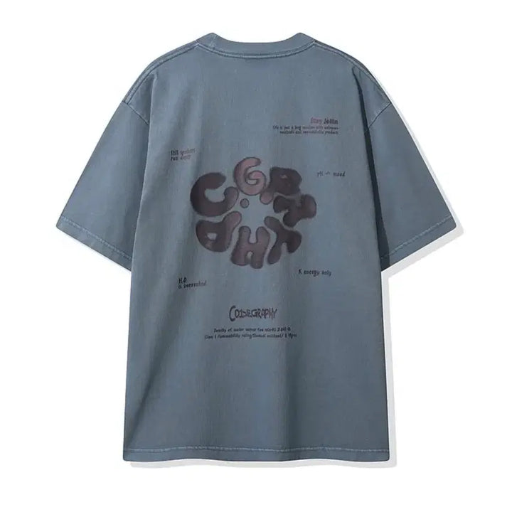 [BUNJANG] Code:Graphy Round Pigment T-shirt Blue L / 코드그라피 라운드 피그먼트 반팔 블루L 새상품
