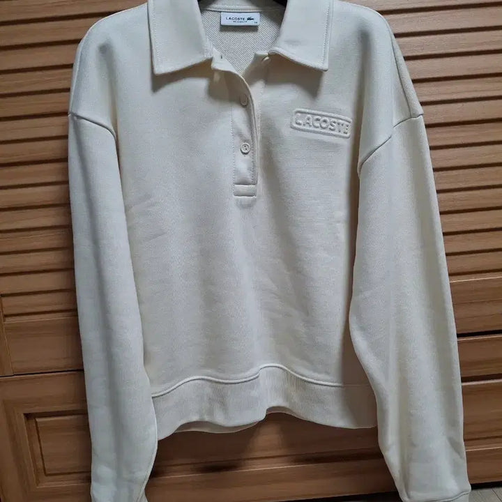 [BUNJANG] Lacoste Collar Sweatshirt Ivory Size 66 / 라코스테 카라 맨투맨 34
