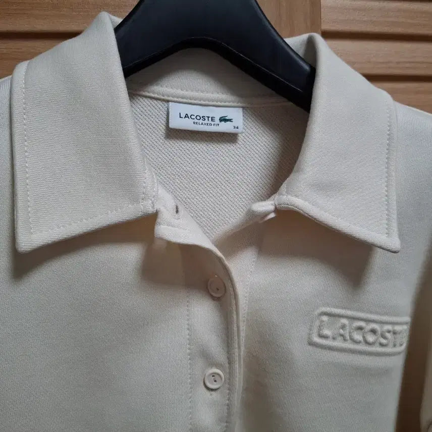 [BUNJANG] Lacoste Collar Sweatshirt Ivory Size 66 / 라코스테 카라 맨투맨 34