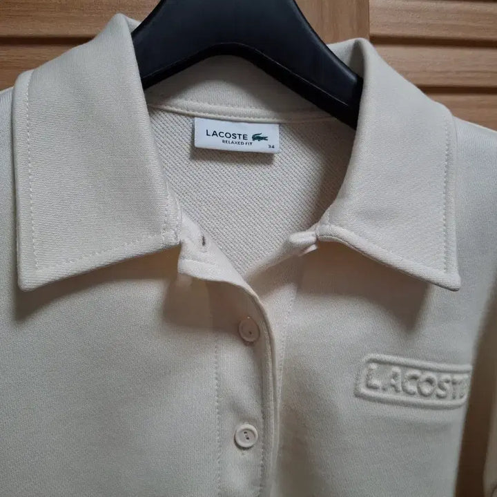 [BUNJANG] Lacoste Collar Sweatshirt Ivory Size 66 / 라코스테 카라 맨투맨 34