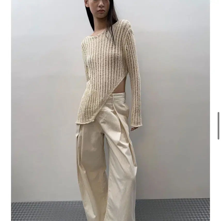 [BUNJANG] Diagonal Netting Slit Knit Sweater / 다이애그널 netting slit knit 노윤서니트