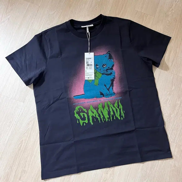 [BUNJANG] GANNI Cat Print T-shirt / 가니 GANNI 고양이 프린팅 반팔 티셔츠