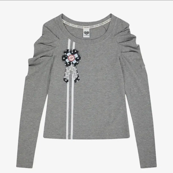 [SOLD OUT] 러브이즈트루 로제트 셔링 티 롱슬리브 긴팔 그레이 판매