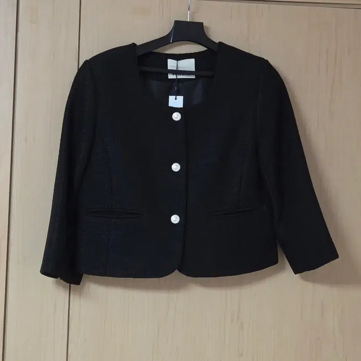 [BUNJANG] Miel Tweed Jacket / 택달린새상품) 미엘 miel 브레스자켓 블랙 노카라 7부 숏 트위드