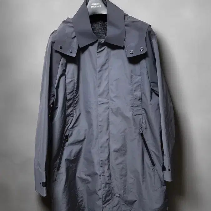 [BUNJANG] SIEG High Neck Hooded Waterproof Coat / SIEG 하이넥 후드 심플 방수 코트 그레이