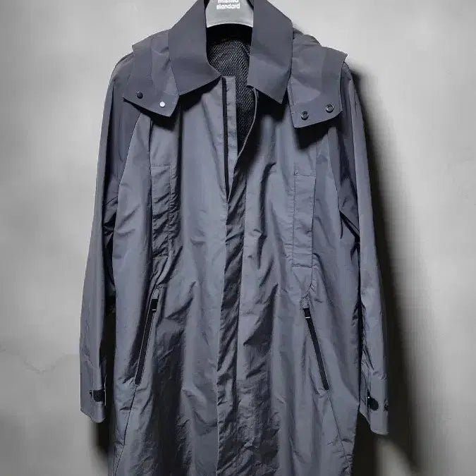 [BUNJANG] SIEG High Neck Hooded Waterproof Coat / SIEG 하이넥 후드 심플 방수 코트 그레이