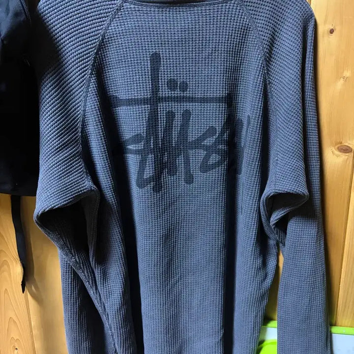 [SOLD OUT] 스투시 래글런 써멀 롱슬리브 크루 워시드 블랙 L