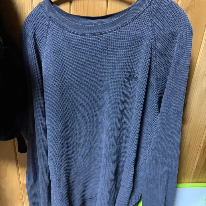 [SOLD OUT] 스투시 래글런 써멀 롱슬리브 크루 워시드 블랙 L