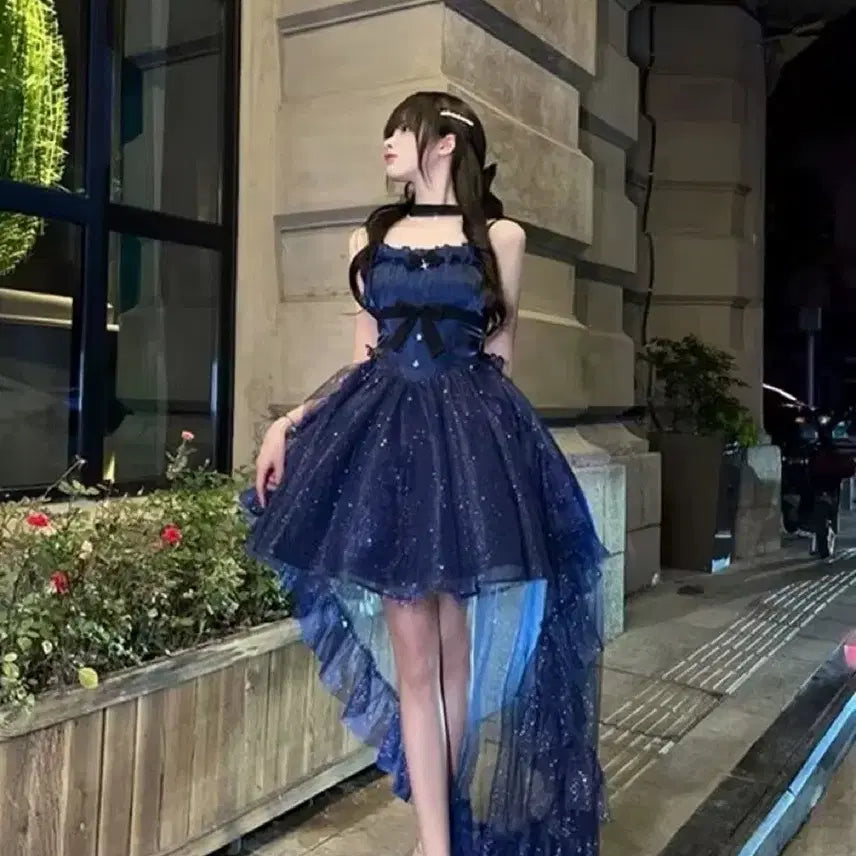 [BUNJANG] Glittering Lolita Trail Dress / 로리타 지뢰계 반짝이 트레일 드레스(5컬러)