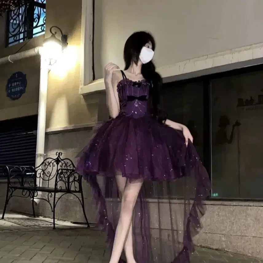 [BUNJANG] Glittering Lolita Trail Dress / 로리타 지뢰계 반짝이 트레일 드레스(5컬러)