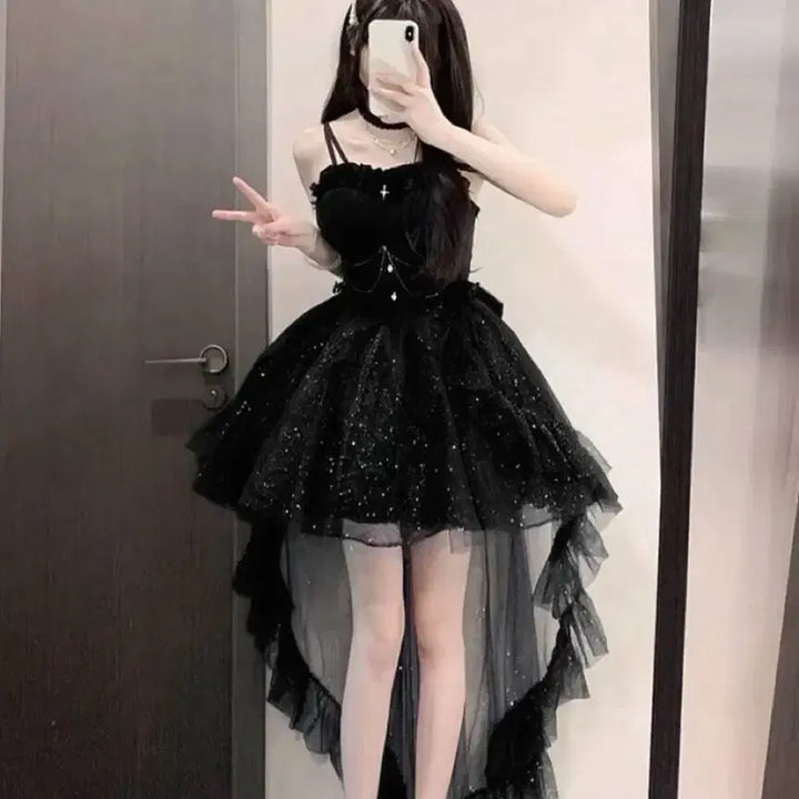 [BUNJANG] Glittering Lolita Trail Dress / 로리타 지뢰계 반짝이 트레일 드레스(5컬러)