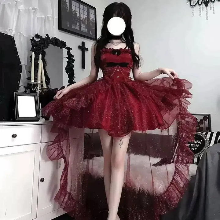 [BUNJANG] Glittering Lolita Trail Dress / 로리타 지뢰계 반짝이 트레일 드레스(5컬러)