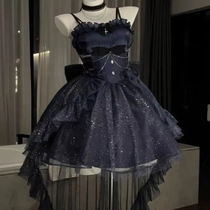 [BUNJANG] Glittering Lolita Trail Dress / 로리타 지뢰계 반짝이 트레일 드레스(5컬러)