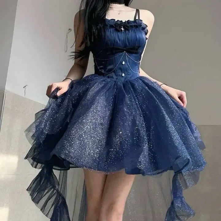 [BUNJANG] Glittering Lolita Trail Dress / 로리타 지뢰계 반짝이 트레일 드레스(5컬러)