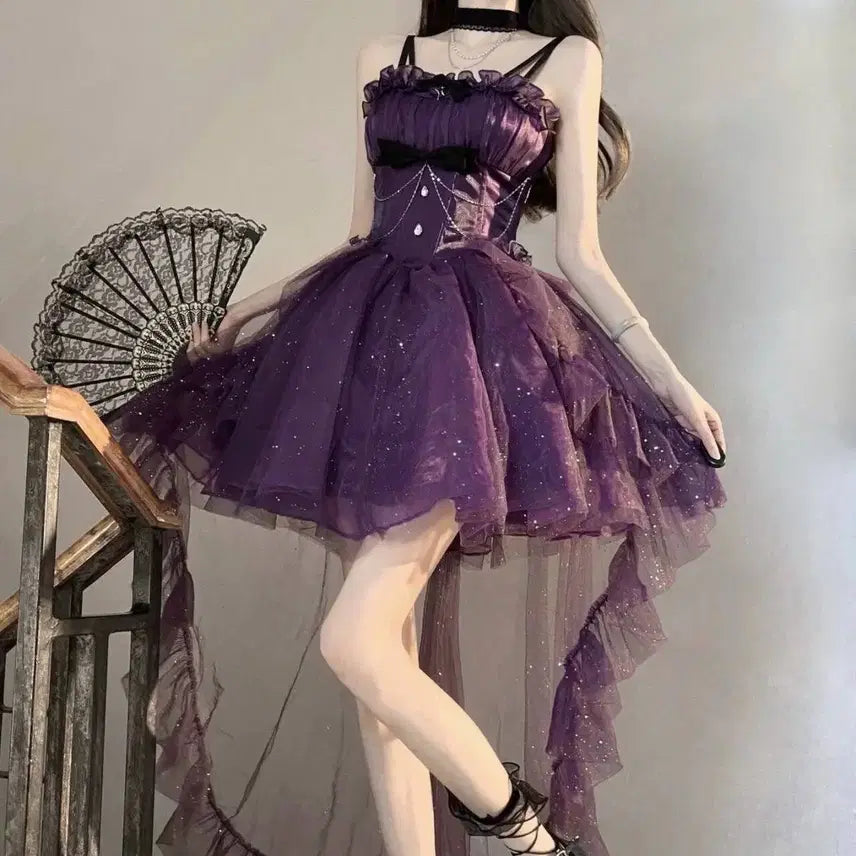 [BUNJANG] Glittering Lolita Trail Dress / 로리타 지뢰계 반짝이 트레일 드레스(5컬러)