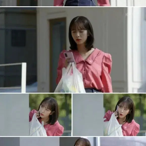 [BUNJANG] Near and Dear Checkered Puff Sleeve Blouse / 니어앤디어 퍼프소매 체크 블라우스55 66