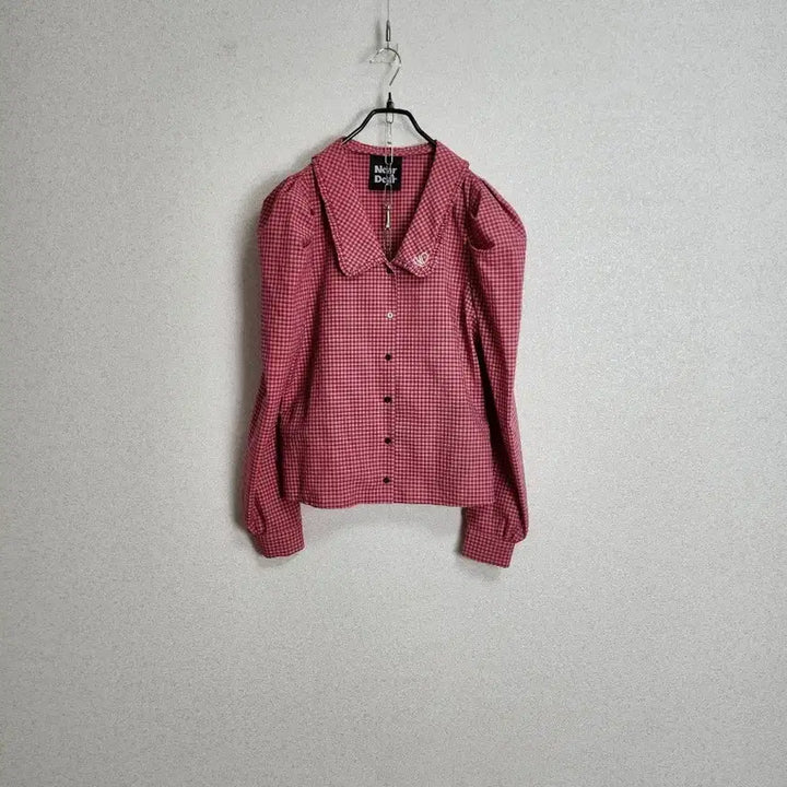 [BUNJANG] Near and Dear Checkered Puff Sleeve Blouse / 니어앤디어 퍼프소매 체크 블라우스55 66
