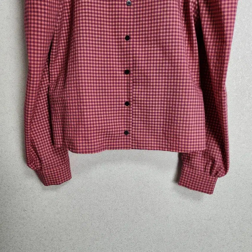 [BUNJANG] Near and Dear Checkered Puff Sleeve Blouse / 니어앤디어 퍼프소매 체크 블라우스55 66