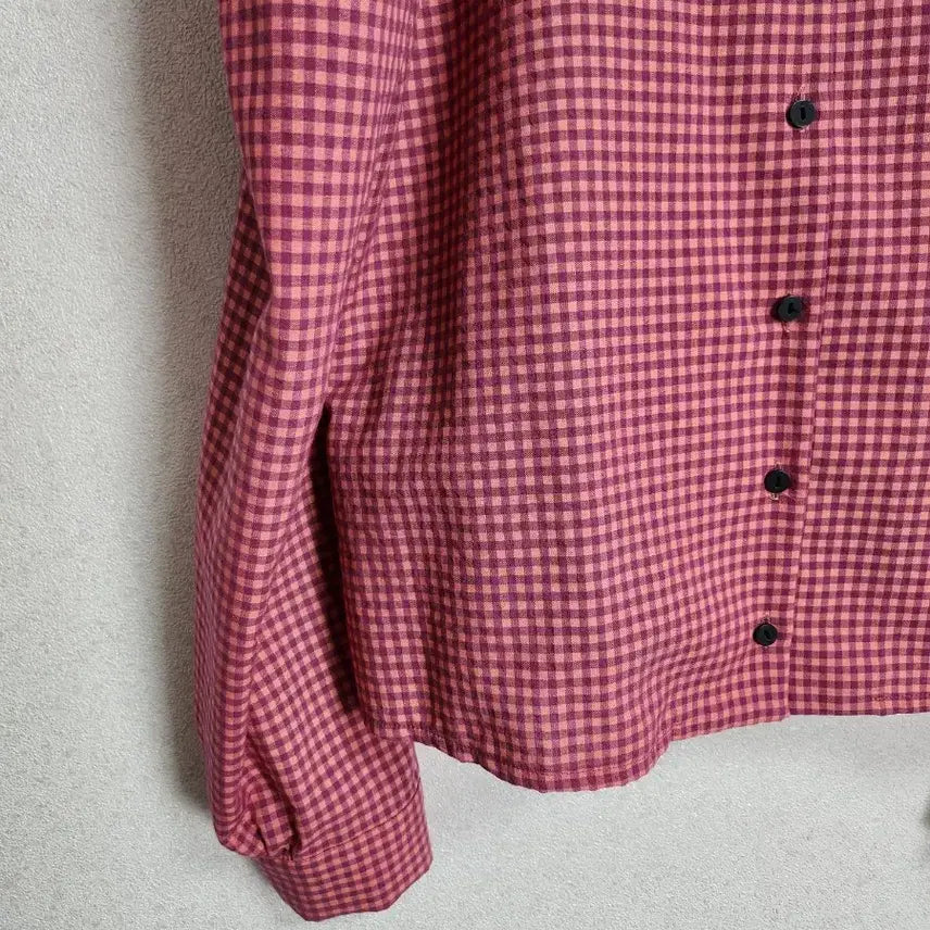 [BUNJANG] Near and Dear Checkered Puff Sleeve Blouse / 니어앤디어 퍼프소매 체크 블라우스55 66