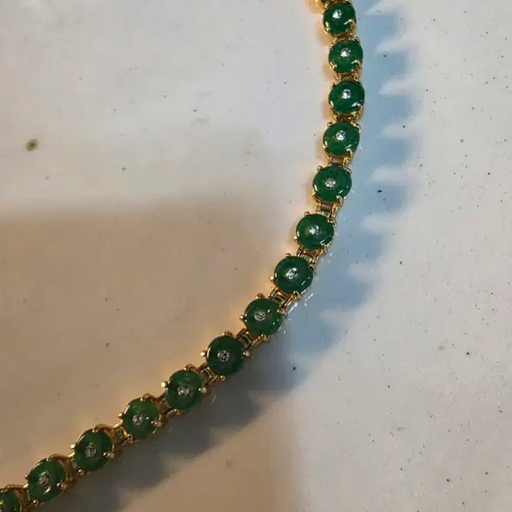 [BUNJANG] Gold-Plated Green Jade Cubic Bracelet / 금도금 그린옥 큐빅팔찌