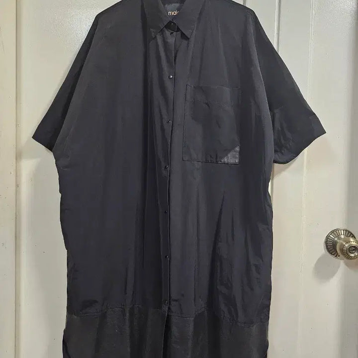 [BUNJANG] Maje Lambskin Panel Long Shirt Dress / Maje/마쥬 양피덧댄 롱셔츠겸 원피스