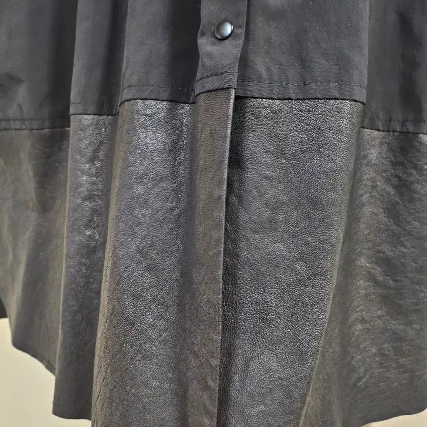 [BUNJANG] Maje Lambskin Panel Long Shirt Dress / Maje/마쥬 양피덧댄 롱셔츠겸 원피스