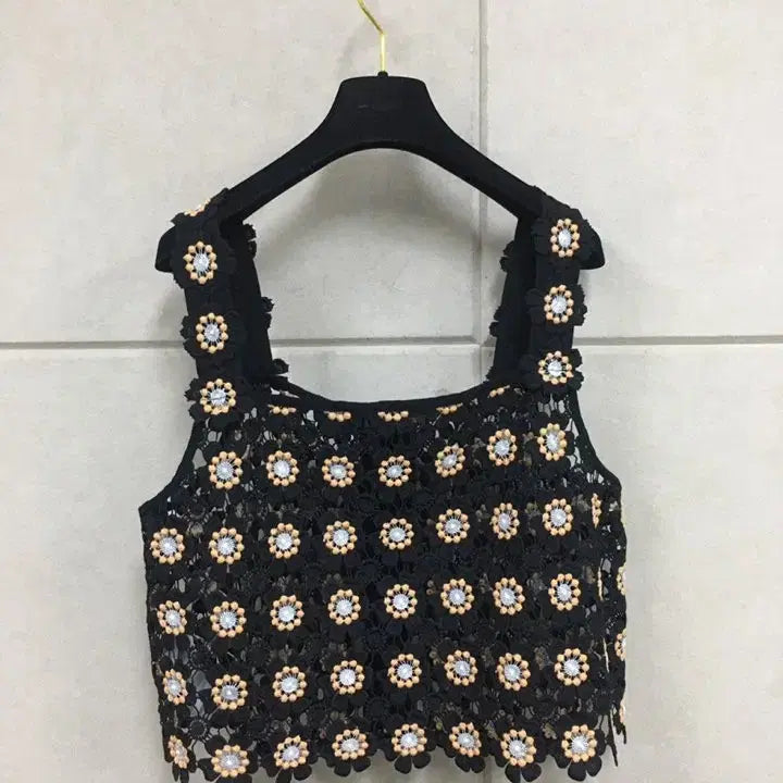 [SOLD OUT] 한섬 오즈세컨 정품 크로셰 뷔스티에 + 플라워 밴딩롱스커트 투피스세트