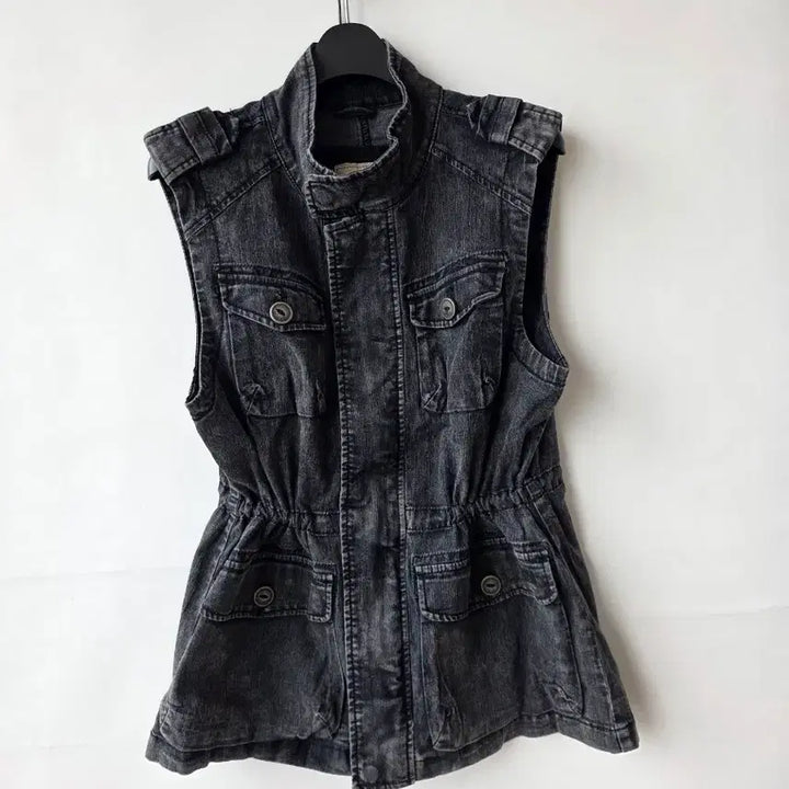 [SOLD OUT] 55-66)블랙 데님 스트링 조끼/새제품
