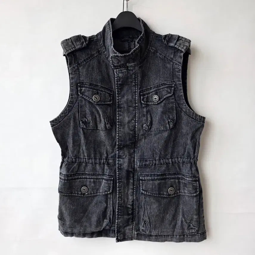 [SOLD OUT] 55-66)블랙 데님 스트링 조끼/새제품