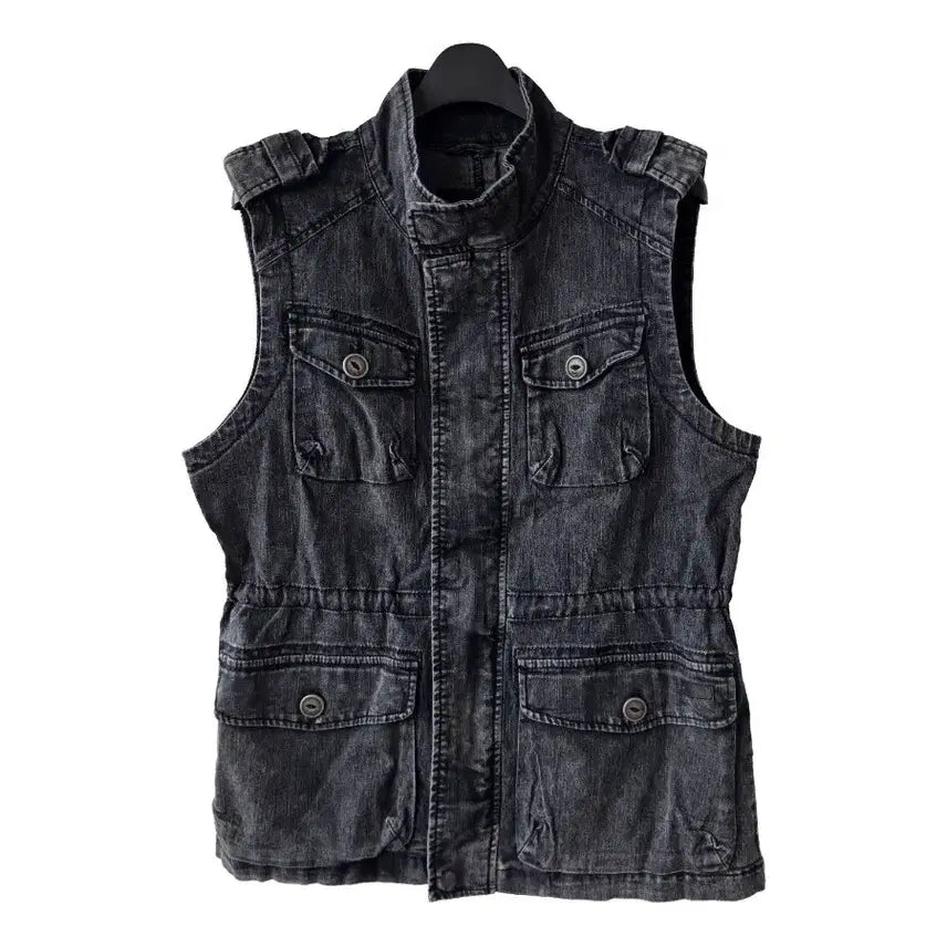 [SOLD OUT] 55-66)블랙 데님 스트링 조끼/새제품