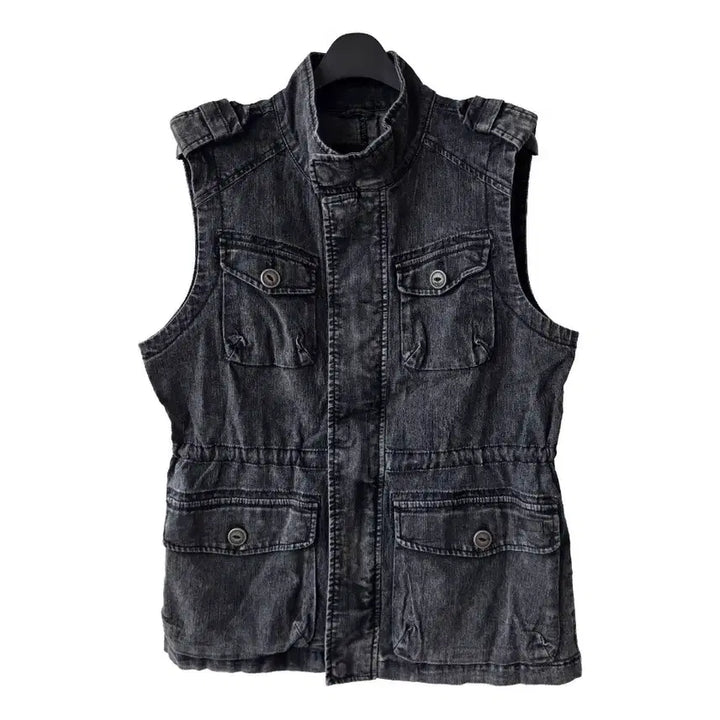 [SOLD OUT] 55-66)블랙 데님 스트링 조끼/새제품