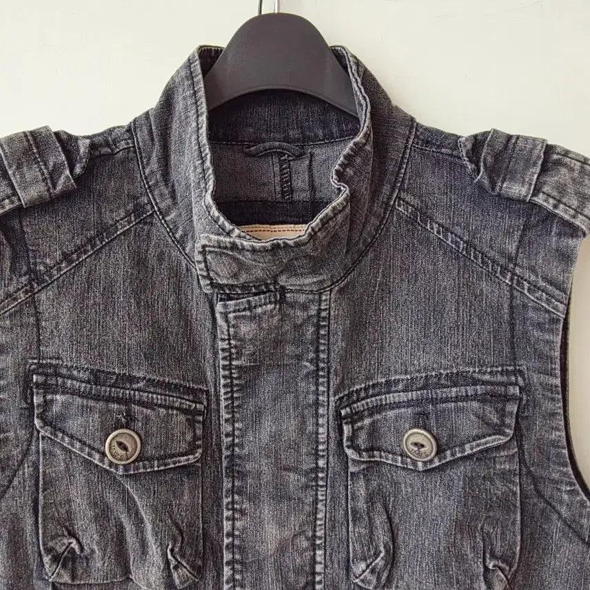 [SOLD OUT] 55-66)블랙 데님 스트링 조끼/새제품