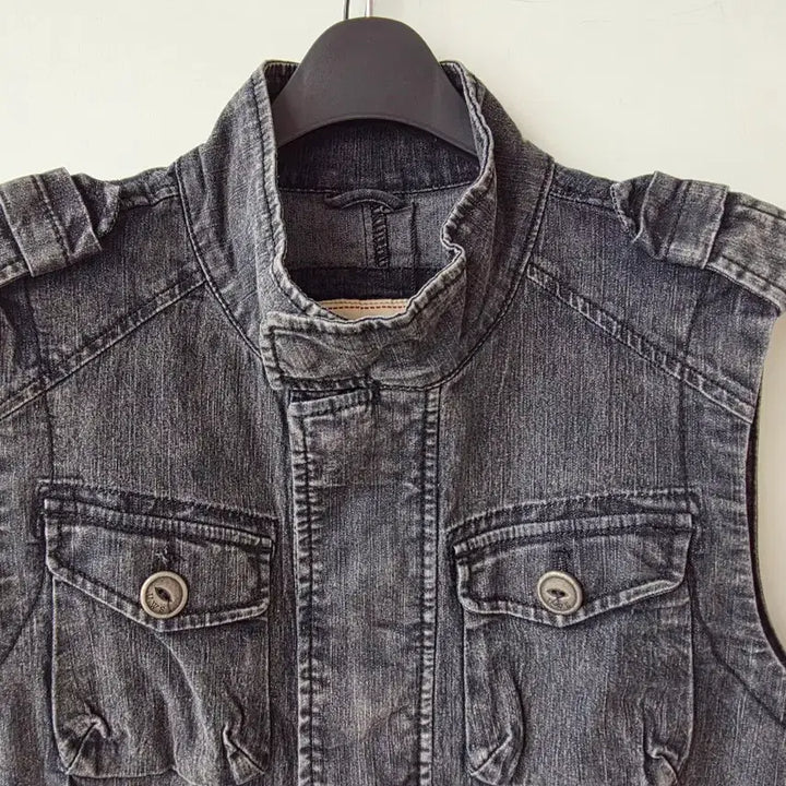 [SOLD OUT] 55-66)블랙 데님 스트링 조끼/새제품