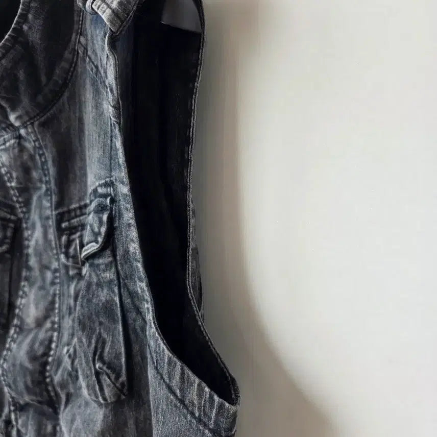 [SOLD OUT] 55-66)블랙 데님 스트링 조끼/새제품