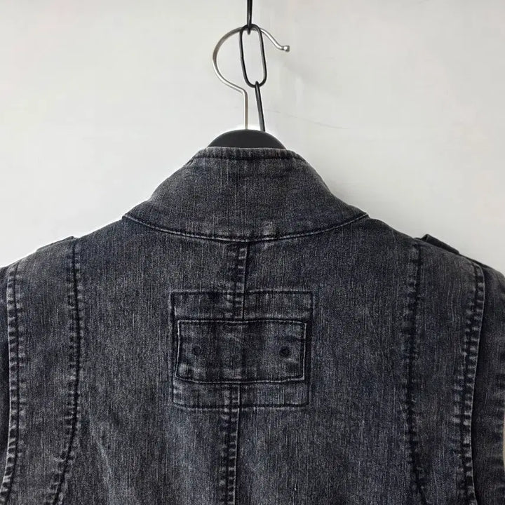 [SOLD OUT] 55-66)블랙 데님 스트링 조끼/새제품