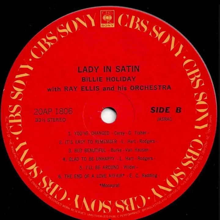 [SOLD OUT] 재즈 빌리 홀리데이 Lady in Satin LP 레코드