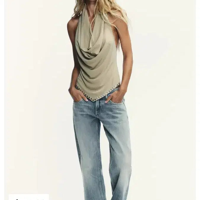 [SOLD OUT] 자라 jeans trf wide leg 로우라이즈 블루 / 그레이 36
