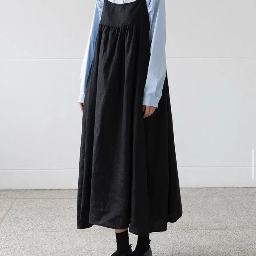 [SOLD OUT] 새상품 유노이아 린넨 스트링 원피스 블랙