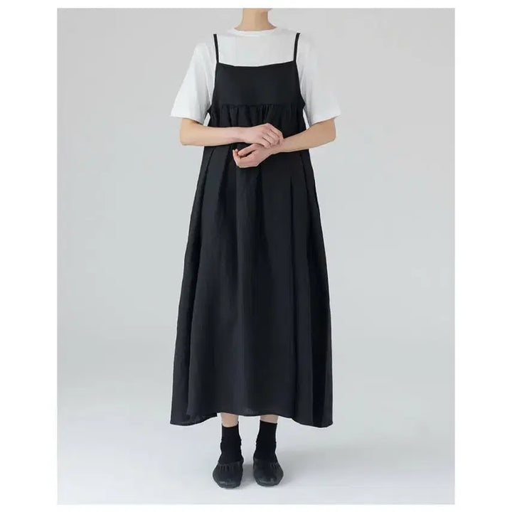[SOLD OUT] 새상품 유노이아 린넨 스트링 원피스 블랙