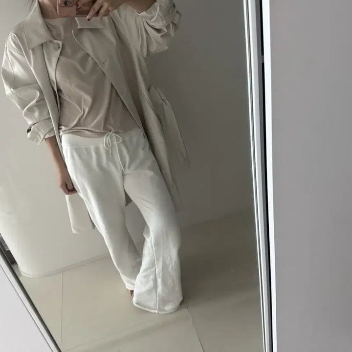 [BUNJANG] 르뮈 Leather Single Trench Coat - Cream / 르뮈 레더 싱글 트렌치코트 크림