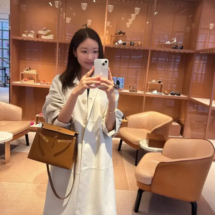 [BUNJANG] 르뮈 Leather Single Trench Coat - Cream / 르뮈 레더 싱글 트렌치코트 크림