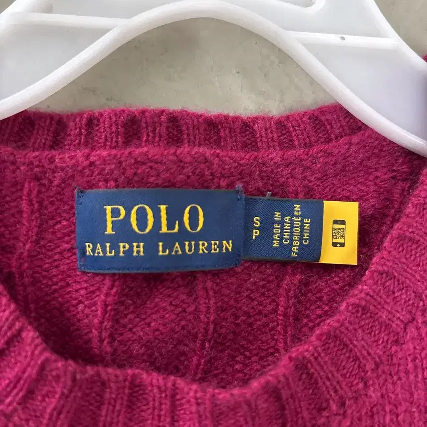 [BUNJANG] Polo Ralph Lauren Wool Cashmere Pocket Cable Knit Top / 폴로 여성 QR신형 울캐시미어 포켓 반팔 케이블 니트 S