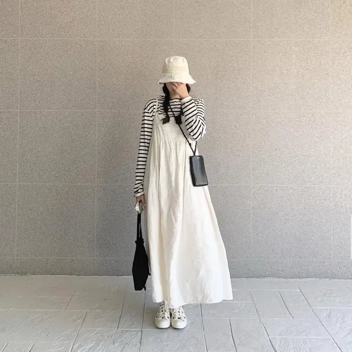 [SOLD OUT] 새상품 유노이아 린넨 스트링 원피스 크림