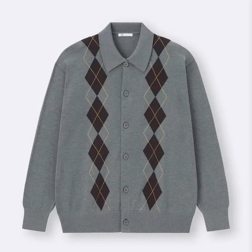 [BUNJANG] GU Argyle Pattern Cardigan / [XL] GU 아가일 가디건