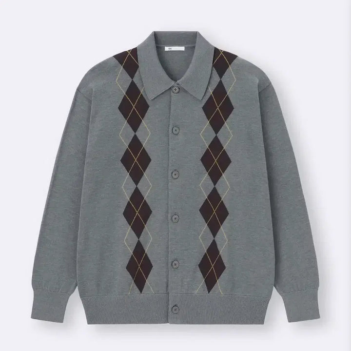 [BUNJANG] GU Argyle Pattern Cardigan / [XL] GU 아가일 가디건