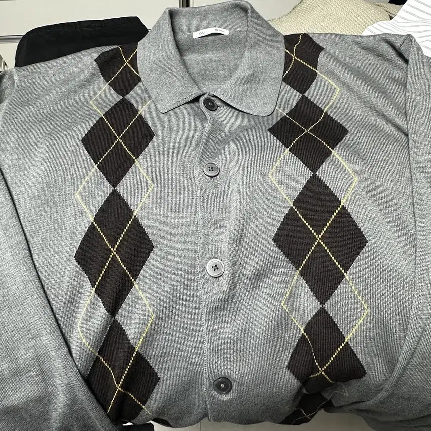 [BUNJANG] GU Argyle Pattern Cardigan / [XL] GU 아가일 가디건